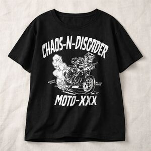 Black Graphic Motocross T Shirt, Size XL